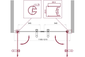 Душевая дверь BelBagno Uno 120 стекло текстурное (UNO-B-2-120-P-Cr) - 2