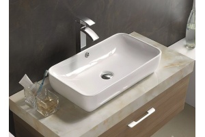 Раковина керамическая накладная AM-7090-B, цвет белый, 600х340х130