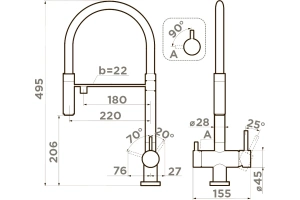 Смеситель для кухни Omoikiri Kanto черный (4994356) - 2