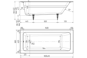 Чугунная ванна Универсал Оптима 180x80 см, пристенная - 3