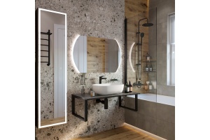 Столешница с раковиной DIWO Элиста 100 чёрный мрамор, с раковиной Moduo 50 Square - 3