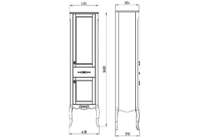 Шкаф-пенал напольный ASB-Woodline Модерн 40 белый/патина серебро - 2