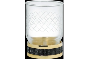 Стакан для зубных щеток Boheme Royale Cristal золото с черными кристаллами Preciosa