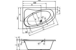 Акриловая ванна Riho Lyra 153 R - 2