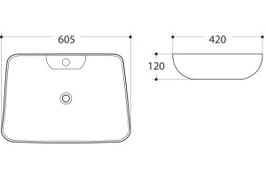 Раковина керамическая накладная AM-78358, цвет белый, 605х420х120 - 2