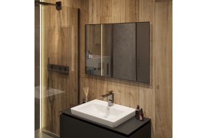 Зеркало DIWO Элиста 100 черное, с подсветкой, прямоугольное, в стиле лофт, инфракрасное управление - 2