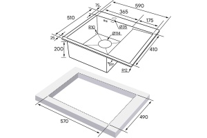 Мойка кухонная Paulmark Flank L 59 брашированное золото - 3