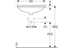 500.752.01.2 VariForm Раковина с установкой под столешницу овальной формы, Т1=50х40 см, без отв. под смеситель, с отв. перелива - 3