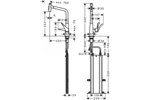 Кухонный смеситель Hansgrohe Metris Select M71 однорычажный, 320, с вытяжным душем, 2jet, sBox, хром 73816000 - 2