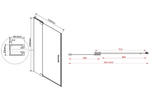 Душевая дверь Vincea Extra 90х100 черная стекло прозрачное - 3