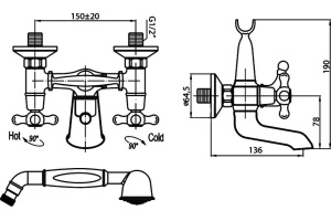 Смеситель Cezares Retro C VD2-03 для ванны с душем - 2