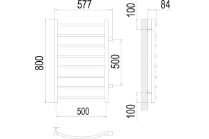 Водяной полотенцесушитель Terminus Классик П8 500x800 Хром боковое подключение - 3