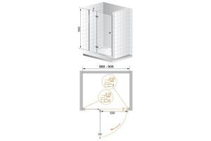 Душевая дверь Cezares Verona 90 хром стекло прозрачное  - 2