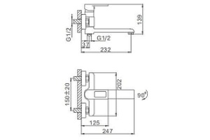 Смеситель для ванны Frap H72 F3272 универсальный Хром - 2