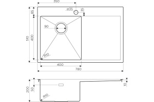Мойка кухонная Omoikiri Akisame 78 L, вороненая сталь - 2