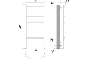 Электрический полотенцесушитель Terminus Виктория П8 400x850 Хром - 3
