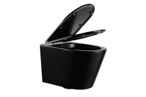 Унитаз подвесной ABBER Bequem черный матовый с сиденьем (AC1102MB) - 2