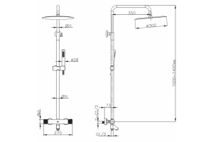 Душевая стойка Boheme Uno черный, хром (468-T-BCR) - 2