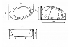 248573000 ванна акриловая CORFU ассиметричная левая /160х90/ (белый) - 2