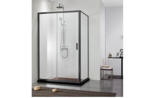 AQ ARI WA 09020BL Неподвижная душевая стенка 900x2000, для комбинации с дверью, профиль черный, стекло прозрачное - 3