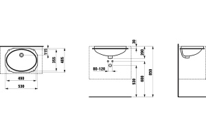 Раковина Laufen Birova 8.1119.1.000.000.1 встраиваемая снизу - 3
