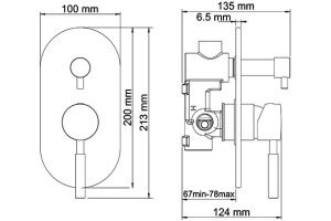 Смеситель Wasserkraft Wern 4241 С ВНУТРЕННЕЙ ЧАСТЬЮ, для ванны с душем - 2
