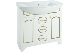 Мебель для ванной Bellezza Тиффани 85 белая, патина золото - 3