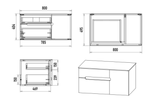 Тумба с раковиной Misty Роял 80 черная матовая - 3