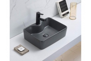 Раковина накладная CeramaLux NC 48.5 см серый матовый (7291MDH-2) - 2