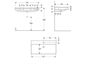 500.531.01.1 Geberit Xeno² Раковина с отверстием, без перелива 900х480 мм - 2