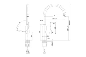 Смеситель для кухни с поворотным изливом, сталь LM5079S - 2