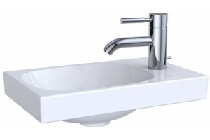 500.635.01.2 Раковина Acanto, асимметричная, 400 x 250 мм, с отверстием под смеситель справа, без перелива, цвет: белый 
