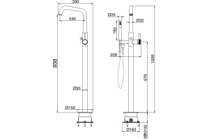 Смеситель напольный Allen Brau Priority для ванны с душем сталь матовый - 3