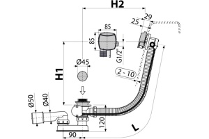 Слив-перелив AlcaPlast A564ANTIC с наливом через перелив - 3