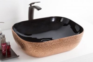 Раковина накладная CeramaLux NC 50 см черный/медный (золото) (D1302H024)