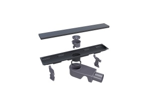 Душевой трап RGW SDR-22B-40 прямой 400 черный Ø 50 мм без ножек, с решеткой