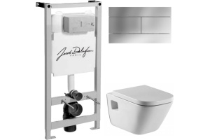 Комплект Система инсталляции для унитазов Jacob Delafon E5504-NF + Кнопка смыва Jacob Delafon E4316-CP хром + Крышка-сиденье Roca Gap 801472004