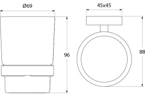Подстаканник одинарный, матовое стекло, латунь,  Edifice, IDDIS, EDIMBG1i45 - 2