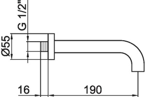 Излив для ванны Webert Sax 19 см (AC0371015) - 2