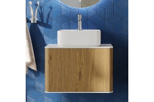 Тумба с раковиной STWORKI Ноттвиль 60 дуб верона, без выреза под смеситель