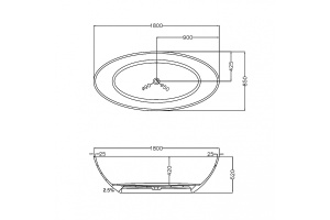 Ванна из полиэфирной смолы Abber Kristall 180х85 фиолетовая без гидромассажа - 3