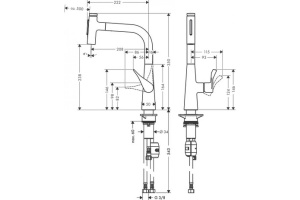 Кухонный смеситель Hansgrohe Metris Select M71 однорычажный, 240, с вытяжным душем, 2jet, хром 73822000 - 2