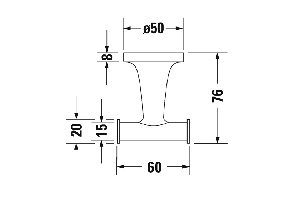 Крючок, Duravit, Starck T, двойной, ширина, мм-60, глубина, мм-76, тип установки-настенный, цвет-хром - 2