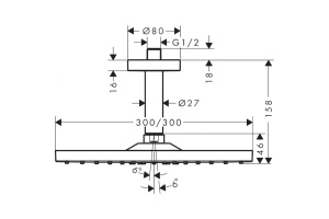 Верхний душ hansgrohe Raindance E 300 1jet с потолочным подсоединением, 26250140, шлифованная бронза - 2