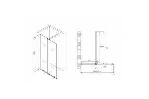 Душевая перегородка Abber Komfort 120 черная стекло прозрачное - 2