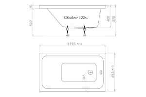 Акриловая ванна Triton Ультра 120x70 - 2