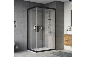 Душевой уголок STWORKI Карлстад DE019RC90110200BLK 110x90 см профиль черный матовый