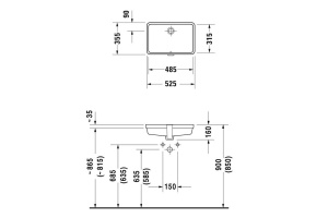 DURAVIT (Vero) Умывальник 485х315 мм, встраиваемый снизу - 2