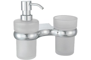 Дозатор для жидкого мыла WasserKRAFT Berkel со стаканом для зубных щеток хром