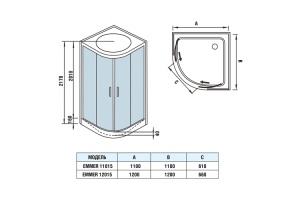 Душевая кабина WeltWasser WW500 EMMER 11015-2 110х100 хром (10000004651) - 2